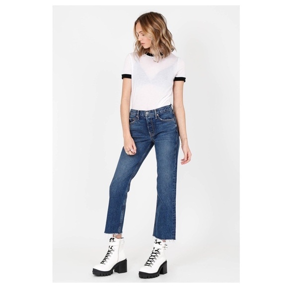 GRLFRND Tatum Mid-Rise Micro Boot Jean, Only Lies - Picture 1 of 13